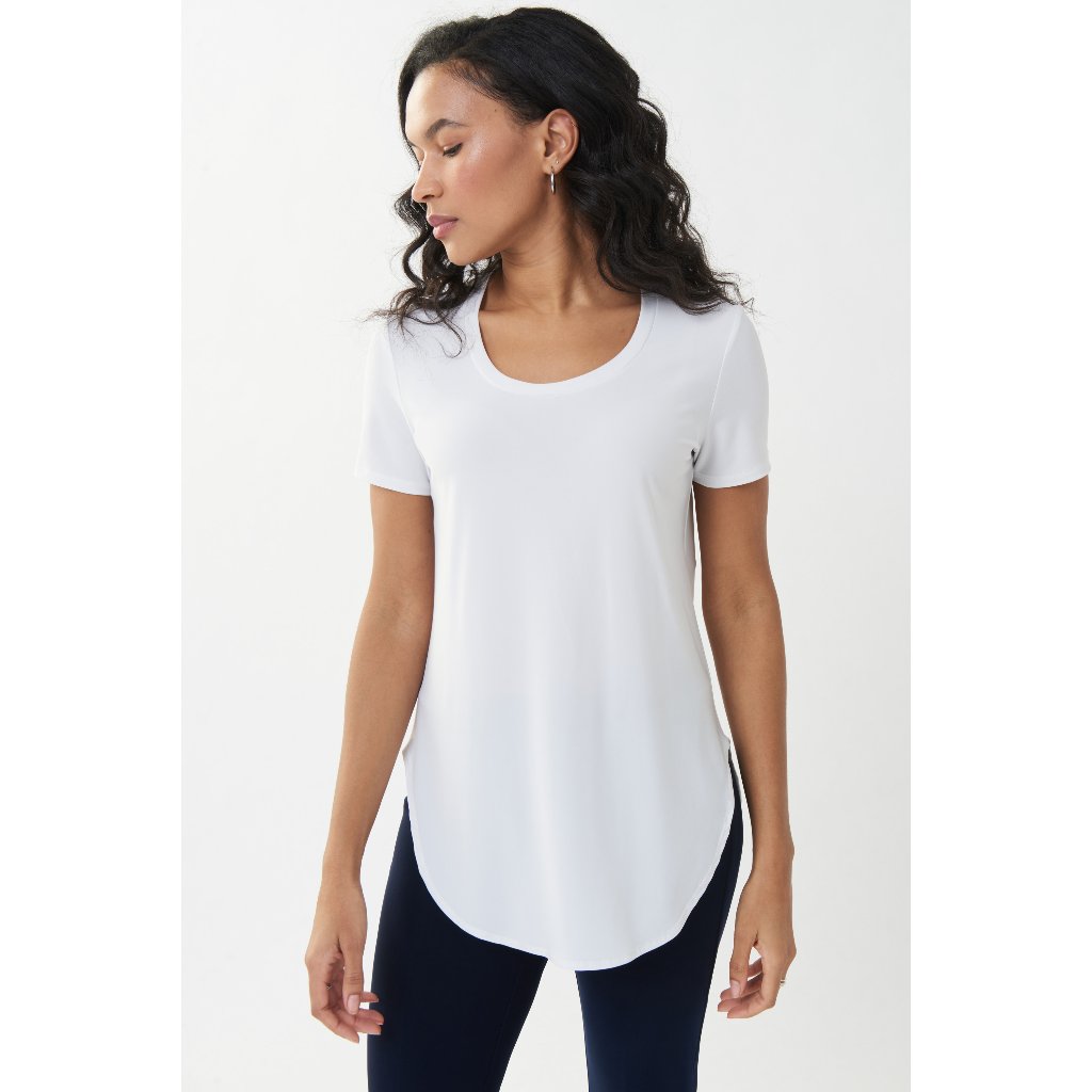 Joseph Ribkoff Scoop Neck Short Sleeve Pullover Top Style 183220 -- White Nwt